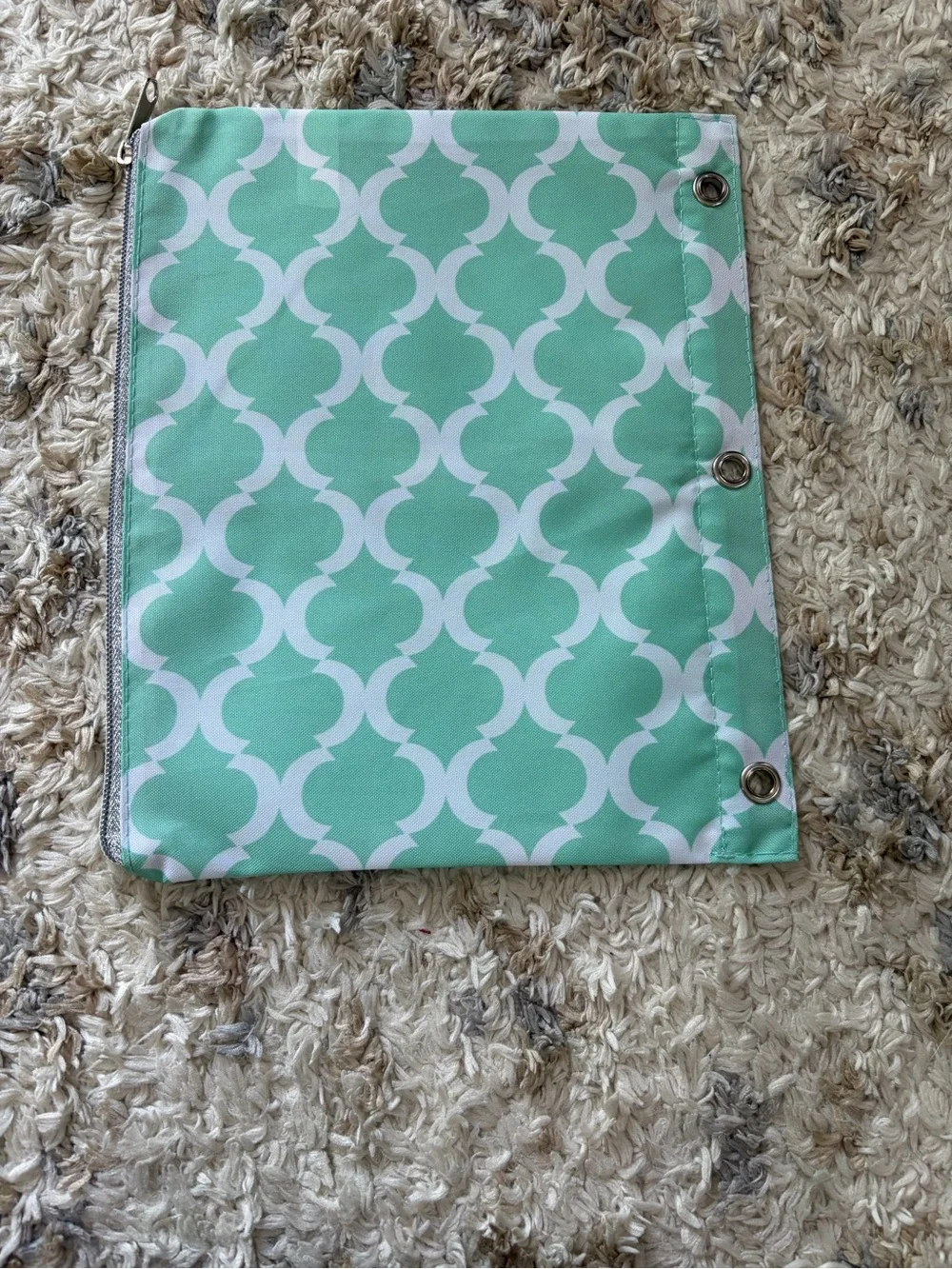 Studio Mint Green and White Patterned Binder Pencil Pouch